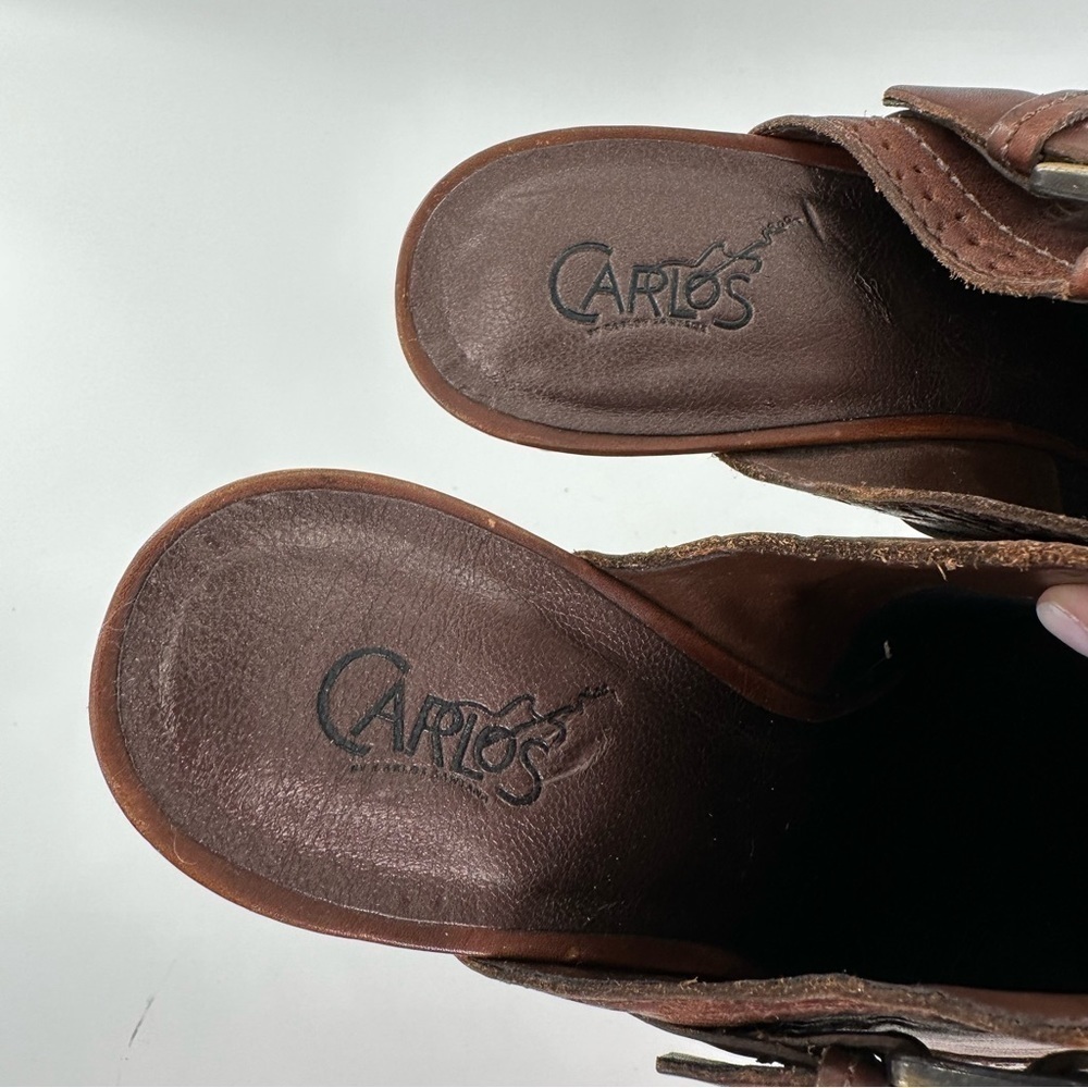 New Carlos clogs size 9.5 Dia brown leather chunky platform clogs vintage y2k - Picture 9 of 13